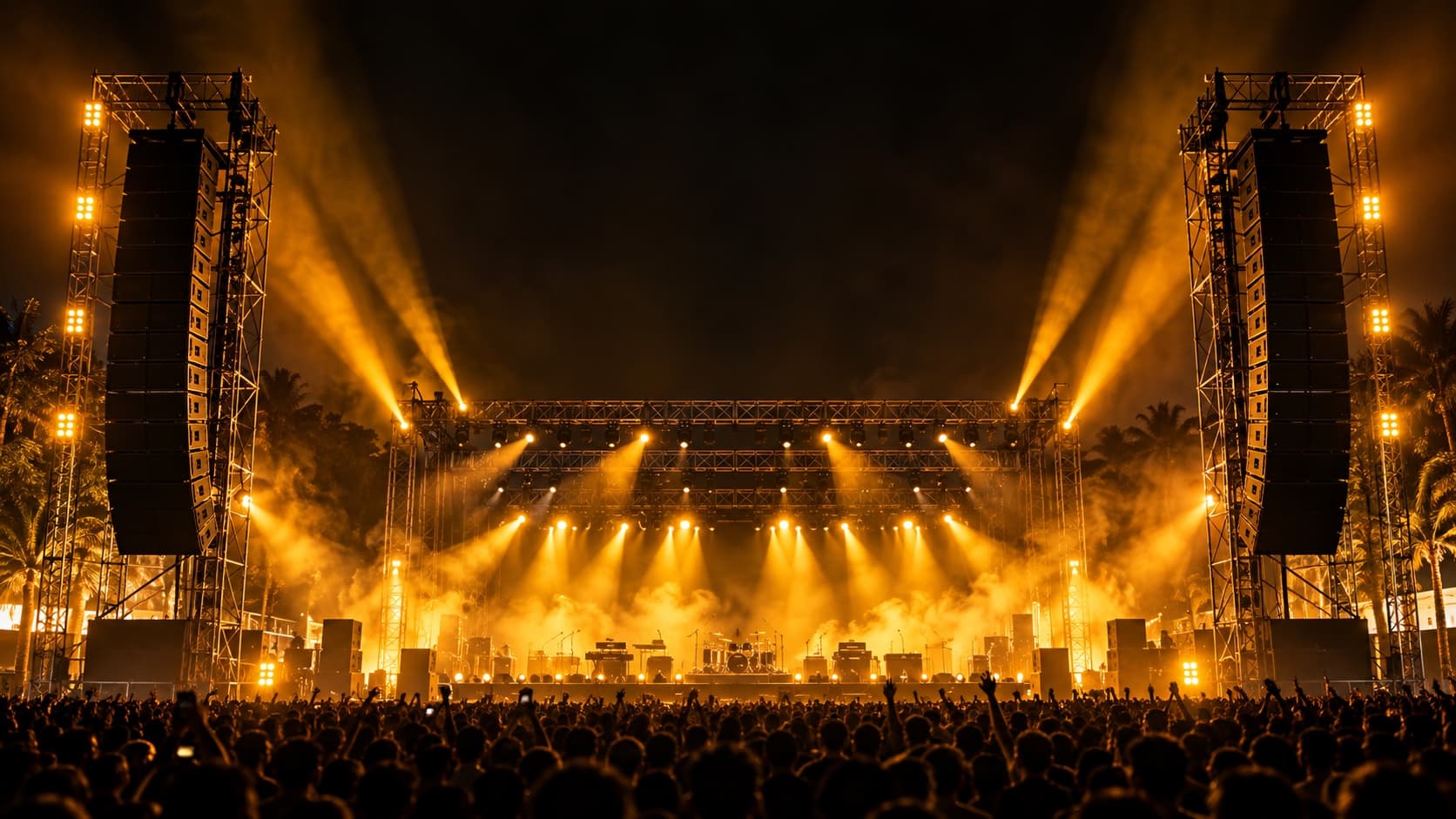 A festival-scale sound and lighting stage